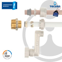 tecuro Reduziernippel Eurokonus G 3/4 Zoll AG x G 1 Zoll AG, DN 20, DVGW, Messing teilvernickelt