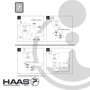 HAAS MULTITRI - Trichtersiphon - Geruchsverschluss DN 50, für Ventile/Kondensat/Klima/Heizung Typ 6785