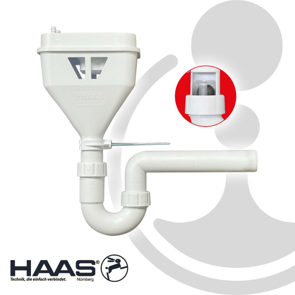 HAAS MULTITRI Kugelverschluss - Trichtersiphon DN 40, für Ventile/Kondensat/Klima/Heizung Typ 6782