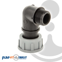 TAVLIT 90° Winkel PP-Schraubverbinder, 1 Zoll ÜWM x 3/4 Zoll AG, 10 bar Typ SEFM134
