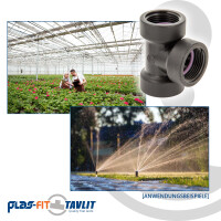TAVLIT T-Stück Self Seal PP-Schraubverbinder, allseitig Innengewinde, 10 bar Typ TFS