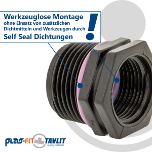 TAVLIT Reduzierstück Self Seal PP-Schraubverbinder,...