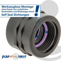 TAVLIT Doppelmuffe Kupplung 1 Zoll Innengewinde, Self Seal PP-Schraubverbinder, 10 bar Typ FCS