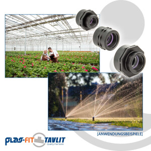 TAVLIT Doppelmuffe Kupplung 3/4 Innengewinde, Self Seal PP-Schraubverbinder, 10 bar Typ FCS