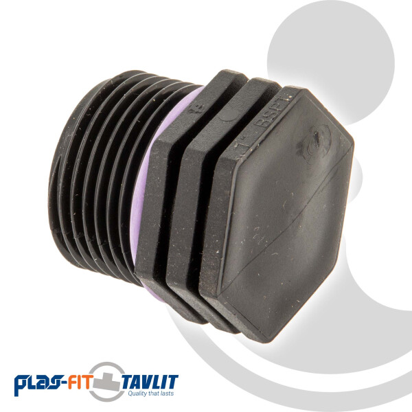 TAVLIT Stopfen mit Außengewinde, Self Seal PP-Schraubverbinder, 10 bar Typ PMS