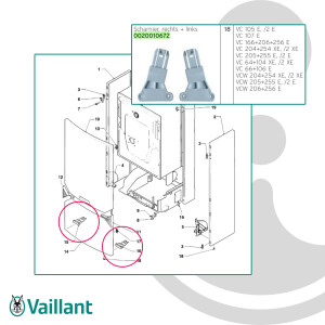 VAILLANT Scharnier, rechts + links VC 105 E, 107E,...