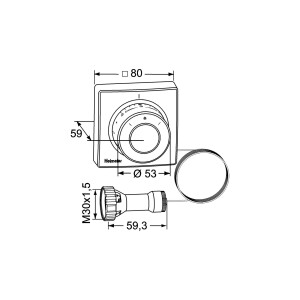 Heimeier Thermostatkopf F mit Ferneinsteller und 5 m Kapillarrohr - 2805-00.500