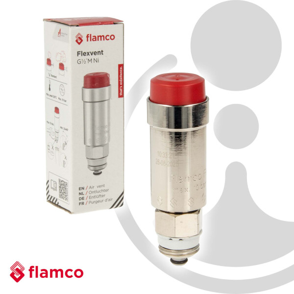 FLAMCO Schnellentlüfter Schwimmerentlüfter Flexvent 1/2 Zoll, mit Absperrventil - 10 bar, max. +90°C - Typ 27742