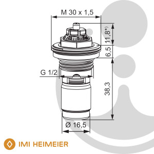 IMI HEIMEIER Eclipse Thermostat-Oberteil G 1/2 Zoll für Ventilheizkörper - 4383-00.300 - M30x1,5