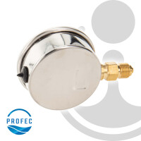 Profec Vakuummeter -1 bis 1,5 bar, Glyzeringefüllt, Ø 63 mm, 1/4 Zoll Anschluss nach links (seitlich) Radial, Unterdruck-Manometer