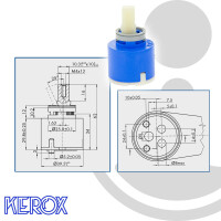KEROX Kartusche NKJ-40A - Ø 40 mm Steuereinheit Regeleinheit für Einhebel-Armaturen Bad/Küche