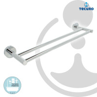 tecuro 8000 Doppel-Badetuchhalter 600 mm, Rohr Ø 15 mm - Metall hochglanzverchromt