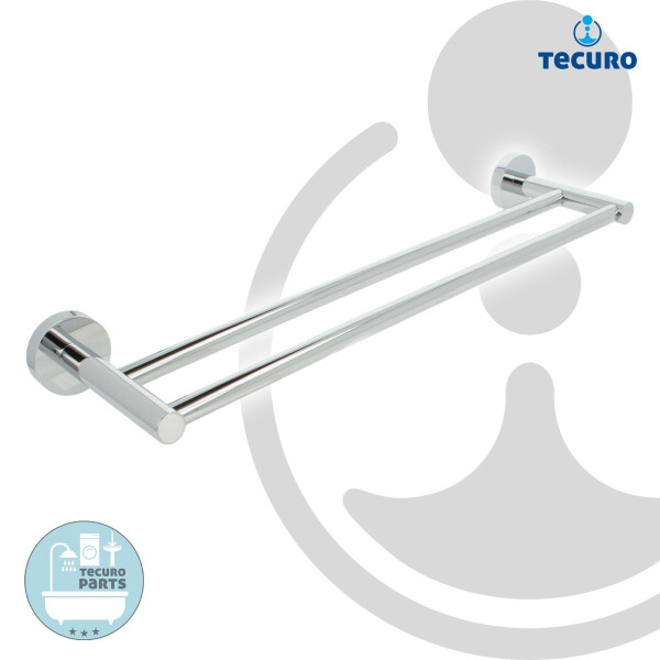 tecuro 8000 Doppel-Badetuchhalter 800 mm, Rohr Ø 15 mm - Metall hochglanzverchromt