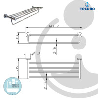 tecuro 8000 Handtuchablage 600 mm - Metall hochglanzverchromt