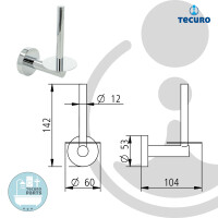 tecuro 8000 Reserverollenhalter Papierhalter - Metall hochglanzverchromt