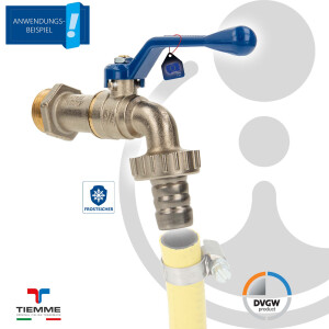 TIEMME NO-FROST Auslaufventil Kugelauslaufventil 3/4 Zoll DN 20 - Messing vernickelt