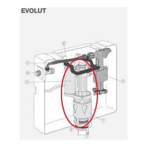 VALSIR Heberglocke, pneumatisch, für 2-Mengen UP-Spülkasten EVOLUT - CUBIK 2004-2016 - VS0864157