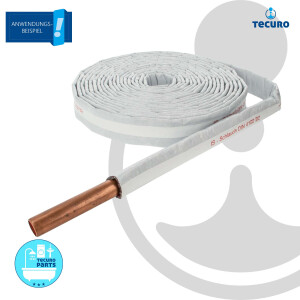 tecuro Vlies - Rohrisolierung mit wasserdichter PE-Schutzfolie, 4 mm Dämmstärke, Rolle mit 10 Meter