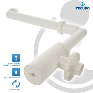 tecuro DESIGN Raumspar Flaschen-Geruchsverschluss 1 1/4 Zoll x Ø 32 mm, Kunstoff ABS weiß glänzend (RAL 9010)