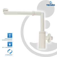 tecuro DESIGN Raumspar Flaschen-Geruchsverschluss 1 1/4 Zoll x Ø 32 mm, Kunstoff ABS weiß glänzend (RAL 9010)