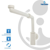 tecuro DESIGN Raumspar Flaschen-Geruchsverschluss 1 1/4 Zoll x Ø 32 mm, Kunstoff ABS weiß glänzend (RAL 9010)