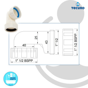 tecuro Raumspar-Winkel 90° - 1 1/2 Zoll...