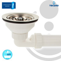 tecuro Raumspar-Winkel 90° - 1 1/2 Zoll Überwurfmutter x Rohraufnahme für Rohr Ø 40 mm, PP- weiß