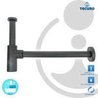 tecuro DESIGN Flaschensiphon Waschtisch - Geruchsverschluss, Matt Schwarz, 1 1/4 Zoll, Messing