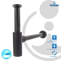 tecuro DESIGN Flaschensiphon Waschtisch - Geruchsverschluss, Matt Schwarz, 1 1/4 Zoll, Messing