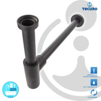 tecuro DESIGN Flaschensiphon Waschtisch - Geruchsverschluss, Matt Schwarz, 1 1/4 Zoll, Messing