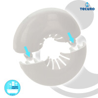 tecuro Universal Scharnierrosette für Rohr Ø 10 mm bis Ø 16 mm, weiß, Kunststoff