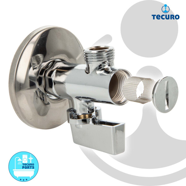 tecuro Kugel - Eckventil mit Filter, Wandanschluss 1/2 Zoll x 3/8 Zoll, Messing hochglanzverchromt