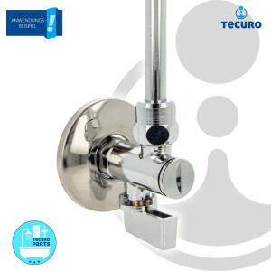 tecuro Kugel - Eckventil mit Filter, Wandanschluss 1/2 Zoll x 3/8 Zoll, Messing hochglanzverchromt