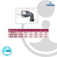 tecuro PP-Klemmverbinder Winkel 90°, für Spiralschläuche - mit Außengewinde
