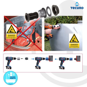 tecuro PUSH-IN Universal Behälterverschraubung 1 Zoll AG x 3/4 Zoll IG - DN 24, Tankdurchführung, PP/EPDM