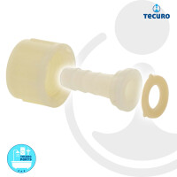 tecuro gerade Schlauchtülle Ø 10 mm x Überwurfmutter 1/2 Zoll, PA (nylon 66), natur