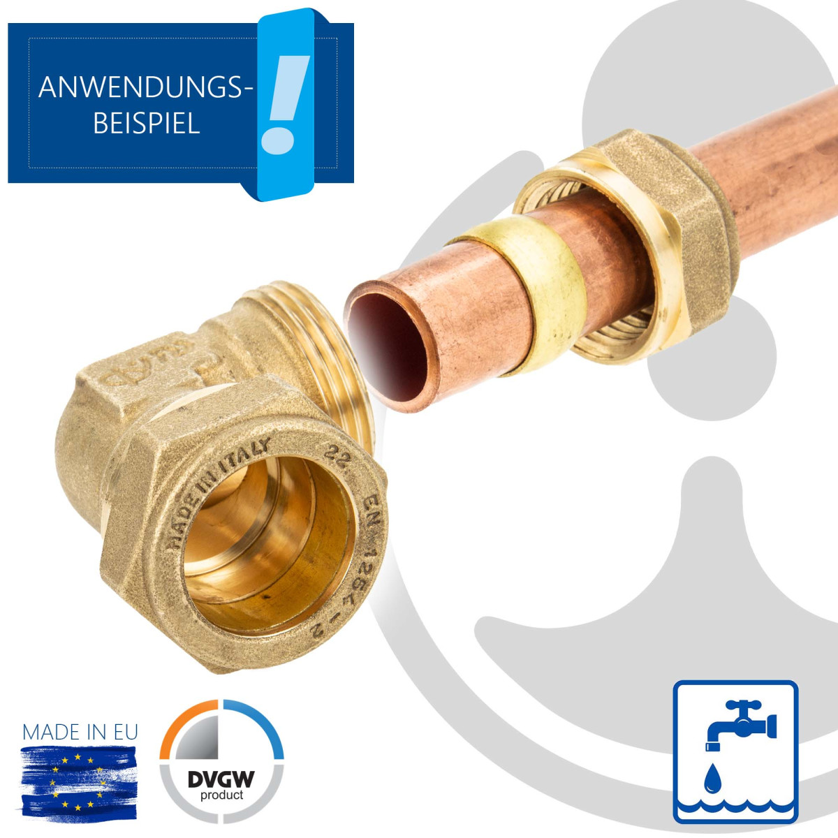 Tecuro MS Anello Di Bloccaggio 18 Mm X 1/2" AG: Raccordo A Vite Per Impianti Idraulici, Riscaldamento E Acqua Potabile