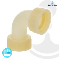 tecuro 90° Winkel mit beidseitig 1 Zoll Überwurfmutter, PA (nylon 66), natur