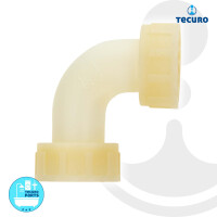 tecuro 90° Winkel mit beidseitig 1 Zoll Überwurfmutter, PA (nylon 66), natur