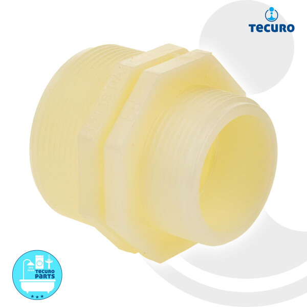 tecuro Doppelnippel, reduziert, 1 1/2 Zoll AG x 2 Zoll AG, PA (nylon 66), natur