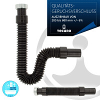 tecuro flexibler Geruchsverschluss 1 1/4 Zoll auf Ø 32/40 mm, ausziehbar 285-680 mm