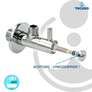 B-Ware  tecuro DESIGN Eckventil mit Filter, Wandanschluss 1/2 Zoll x 3/8 Zoll, Messing hochglanzverchromt