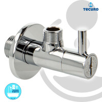 B-Ware  tecuro DESIGN Eckventil mit Filter, Wandanschluss 1/2 Zoll x 3/8 Zoll, Messing hochglanzverchromt