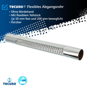 B- Ware tecuro flexibles Abgangsrohr für Siphon Ø 32 mm x 300 mm, Messing verchromt