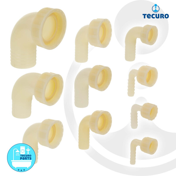 tecuro 90° Winkel-Schlauchtülle x Überwurfmutter, PA (nylon 66), natur