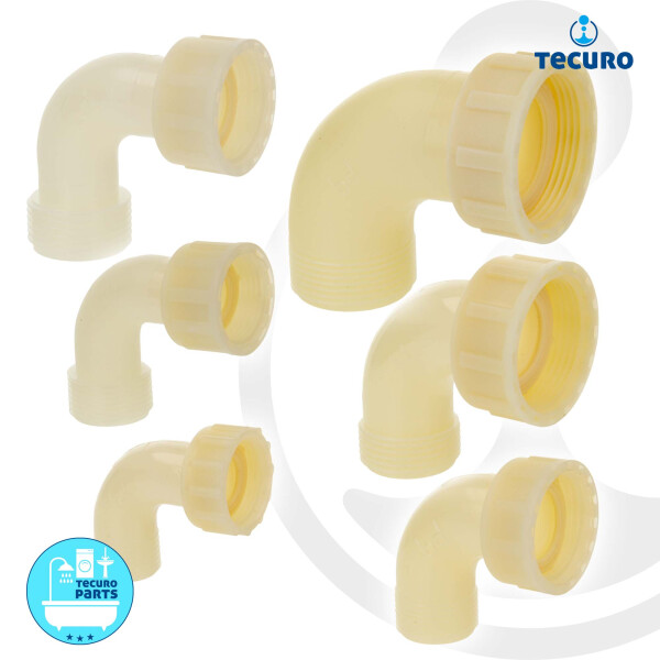 tecuro 90° Winkel mit Außengewinde x Überwurfmutter, PA (nylon 66), natur