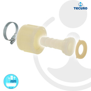 tecuro Schlauchtülle Ø 10 mm x Überwurfmutter 1/2 Zoll, inkl. Schlauchschelle, PA (nylon 66), natur