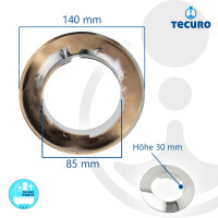 tecuro Deckrosette Ø 140 / Ø 85 mm, 1-teilig, zu Allmess UP-Wasserzähler, Kunststoff verchromt