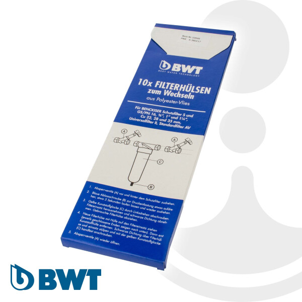 BWT Ersatzfilter10999E, aus Polyester-Vlies DN 20-32 in 10-er Wechselbox passend zu 1-151063