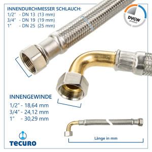 tecuro Flexschlauch Panzerschlauch DN 25 - 1 Zoll...